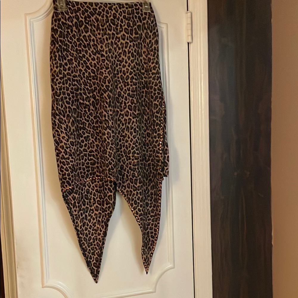 Leopard Print Asymmetrical Skirt for tango dancing.